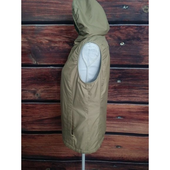L.L. Bean Faux Fur Lined Hooded Vest tan Women Size medium - Picture 2 of 7